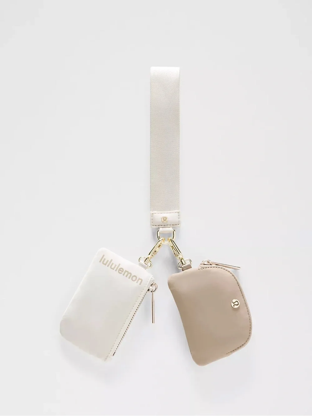 lululemon athletica Dual Pouch Wristlet in Beige and Brown - never used
